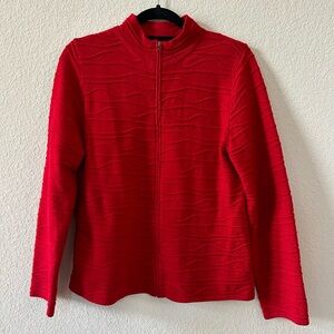 Coldwater Creek Women's Red Zip-Up Cardigan Sweater | Size Medium (10-12)